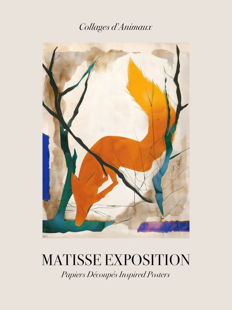 Fox 3 Matisse Inspired Exposition Animals Poster