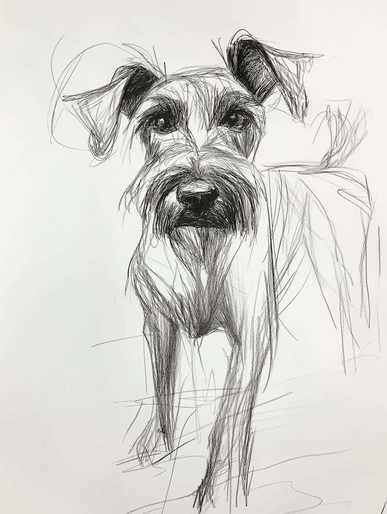 A Rough, Expressive Sketch Of An Irish Terrier Dog