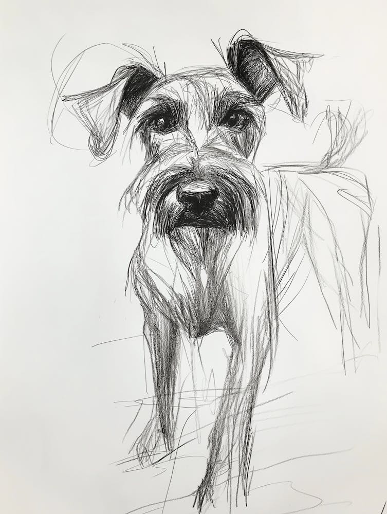 A Rough, Expressive Sketch Of An Irish Terrier Dog