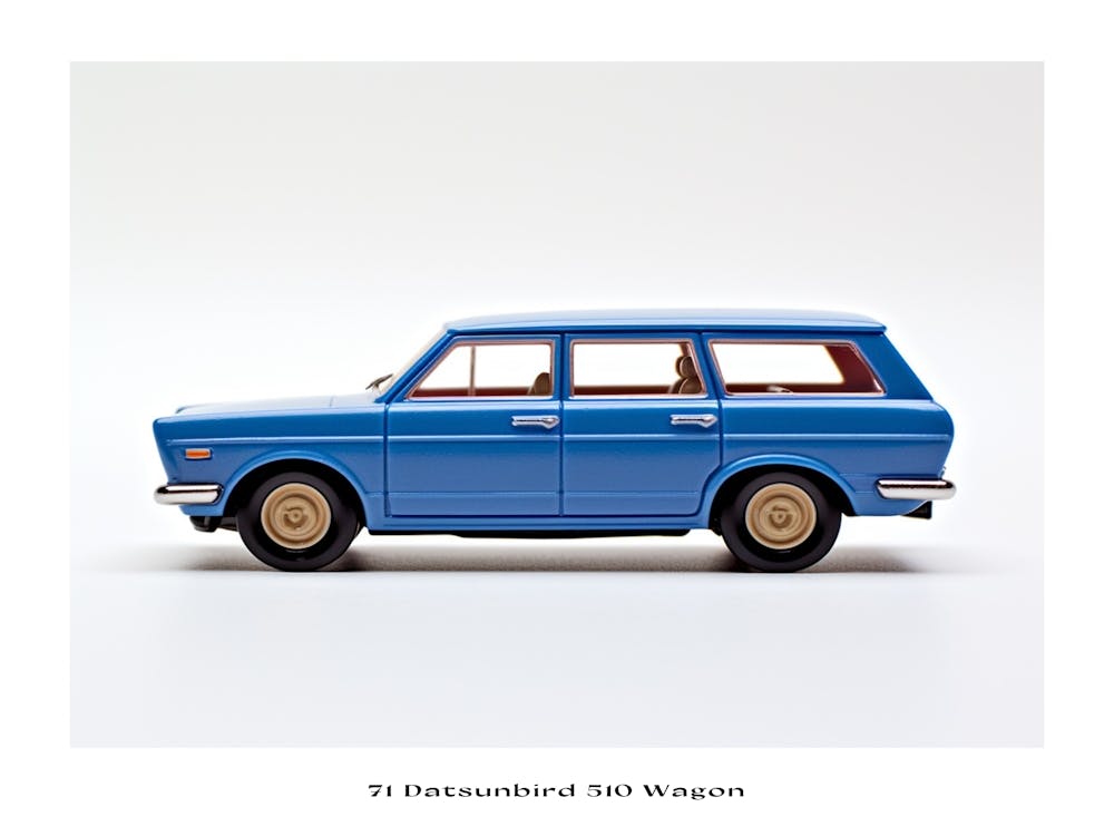 Toy Car 71 Datsun Bluebird 510 Wagon Blue Poster