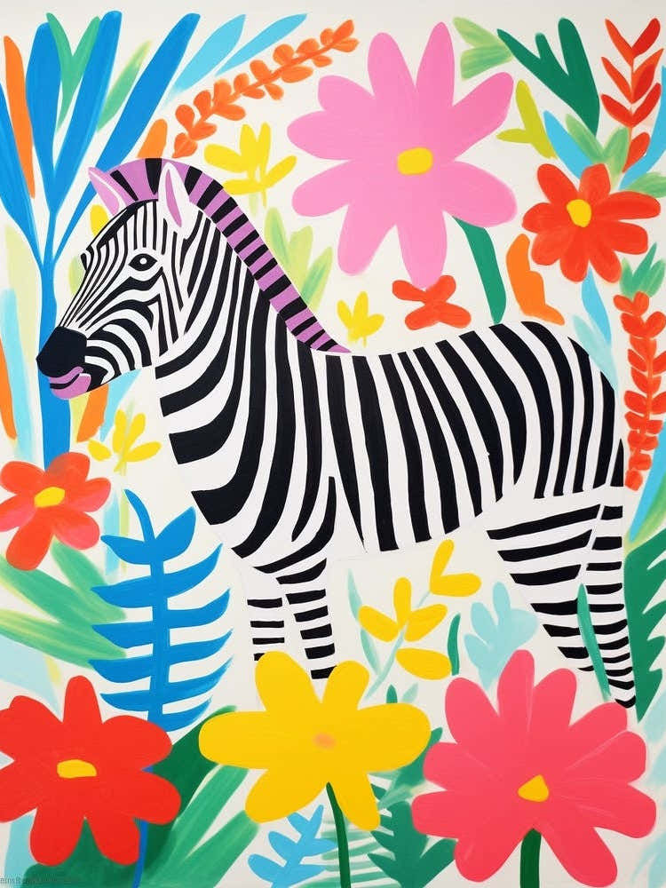 Colourful Kids Animal Art Zebra 5