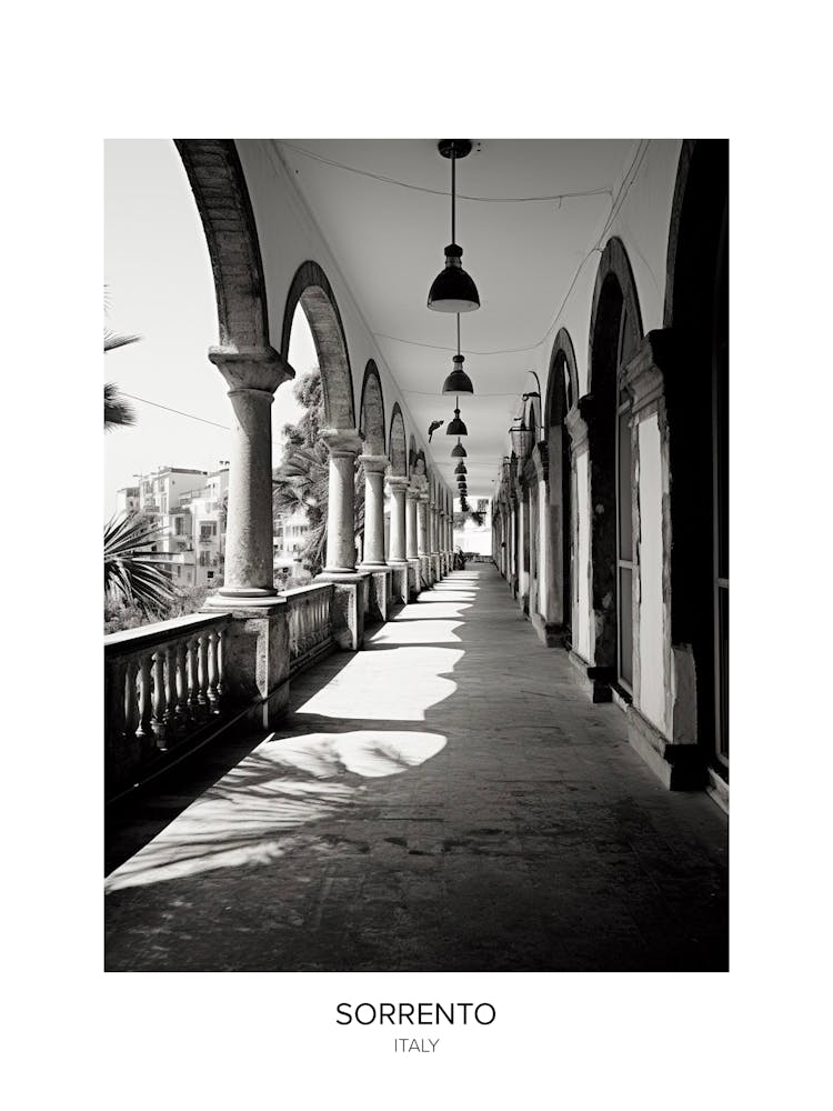 Poster Of Sorrento, Italy, Black And White Photo 4