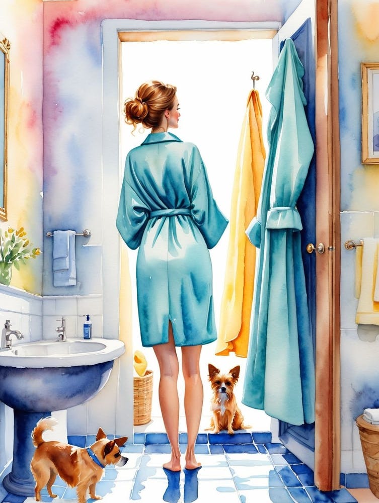Woman In A Bathrobe