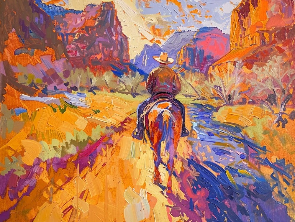 Cowboy Painting Zion National Park Utah 1