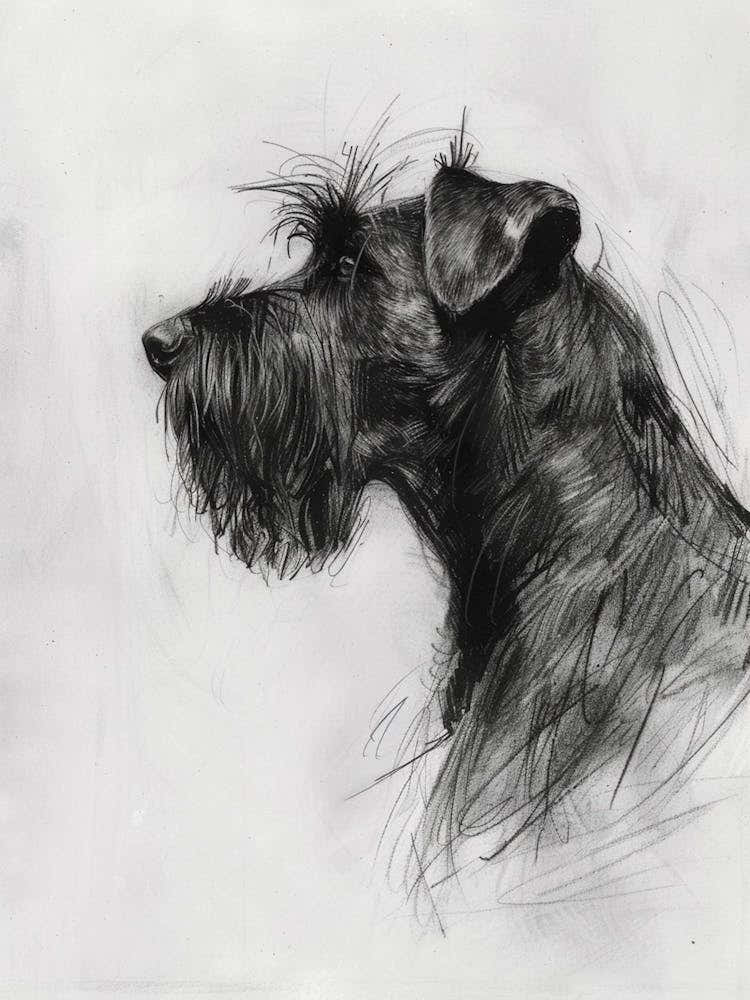 Briard Dog Charcoal Line 3