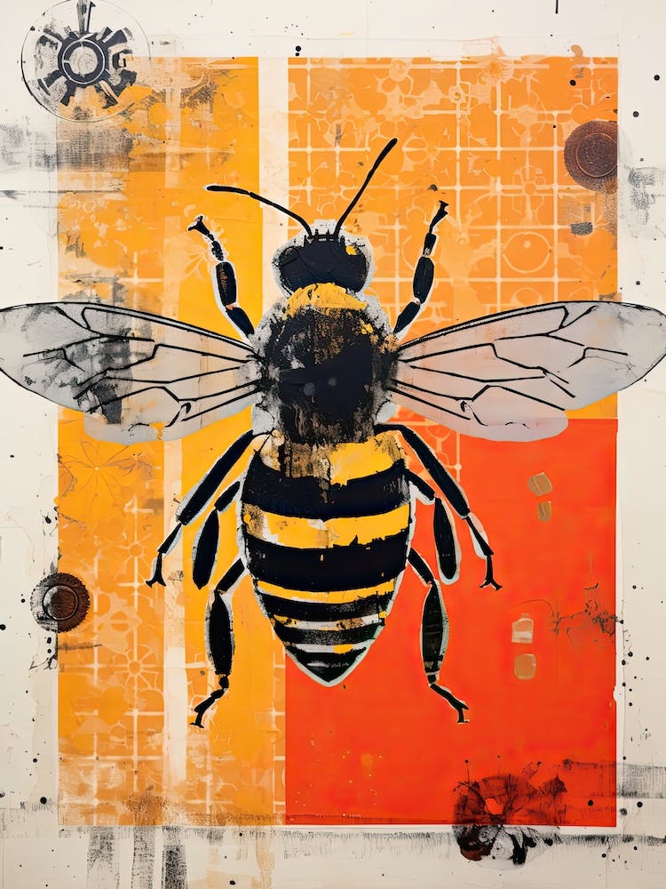 Bee, Woodblock Animal Drawing 4