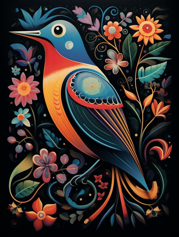 Folk Bird Illustration Magpie 2