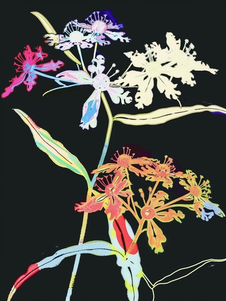 Neon Flowers On Black Queen Annes Lace 2