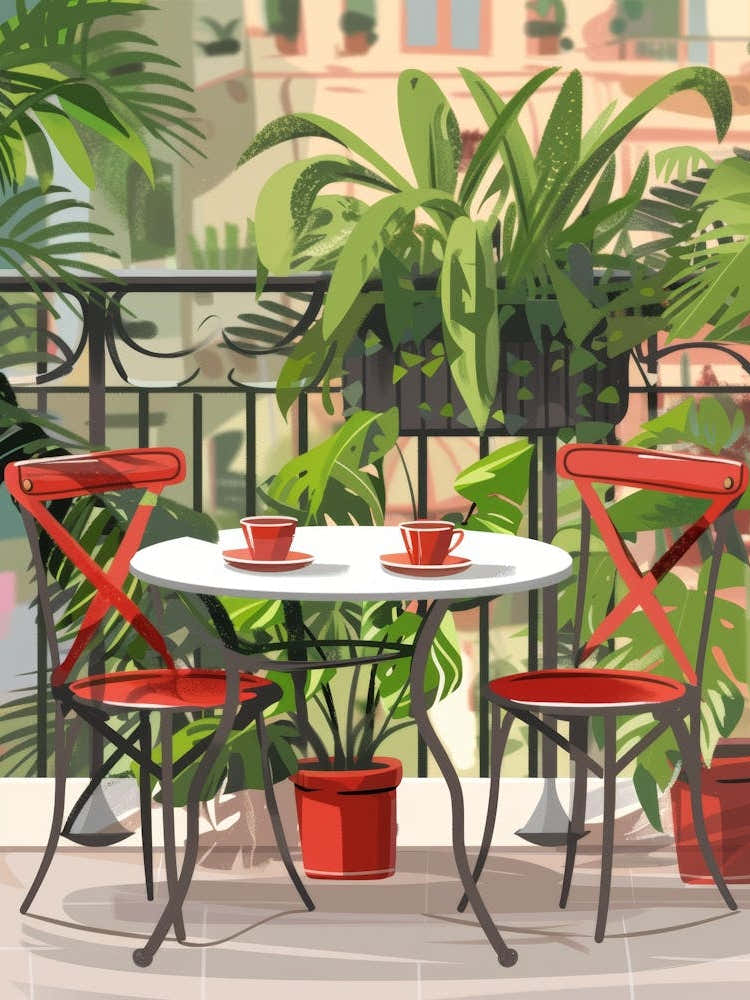 Table And Chairs On Balcony