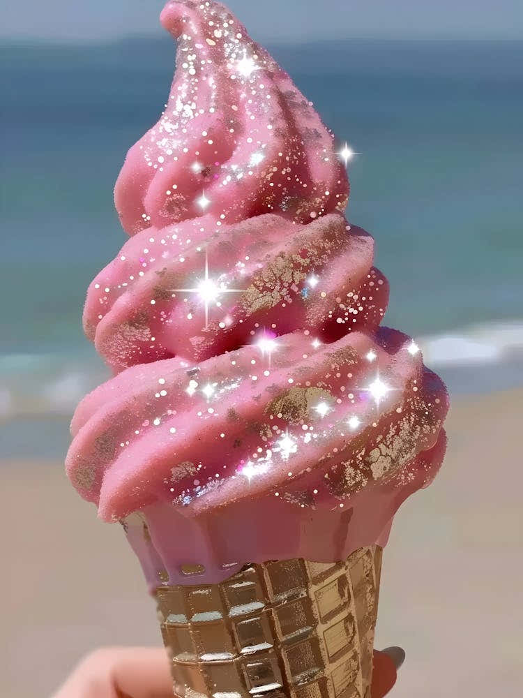 Pink Ice Cream Cone