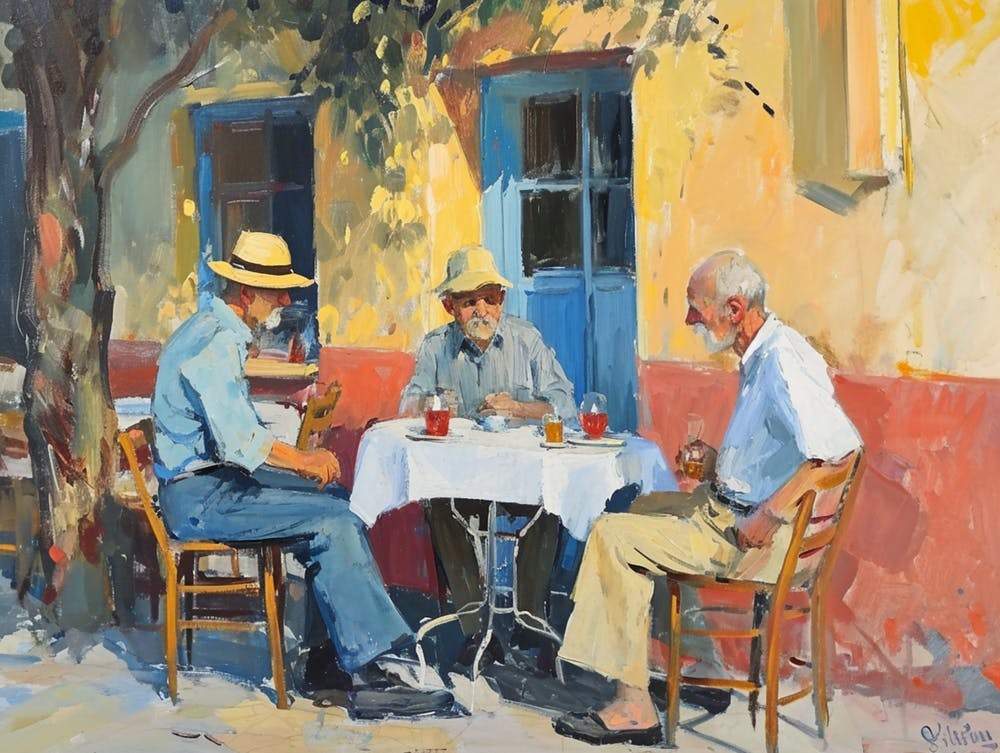 Three Men At A Cafe - expressionism