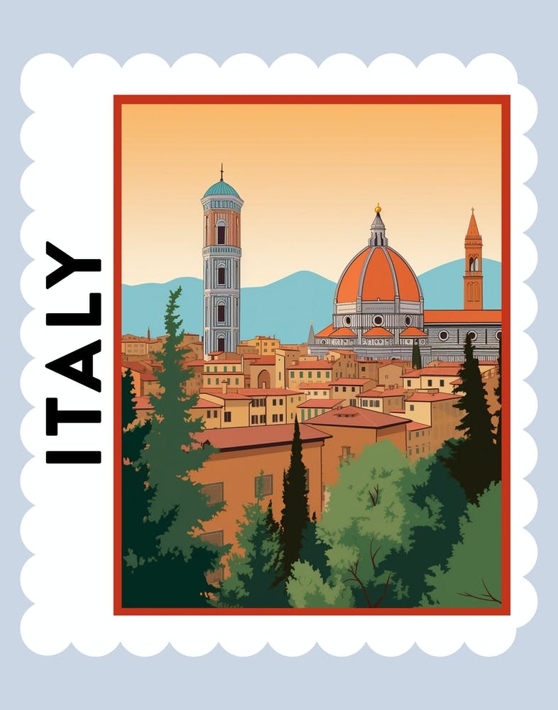 Italy 3 Travel Stamp Poster