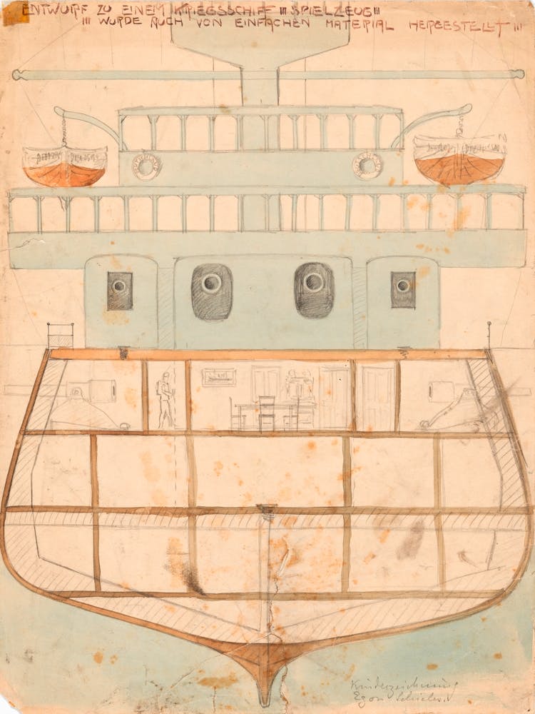Design For A Toy Warship, Egon Schiele