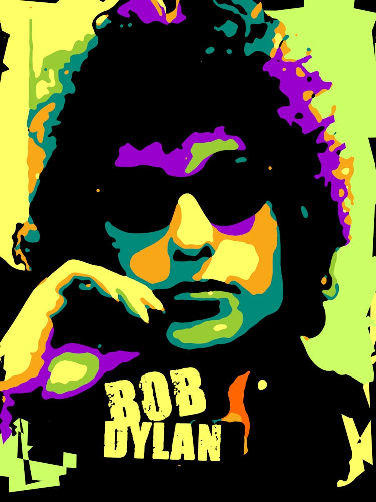 Bob Dylan American Singer in Colorful Pop Art Portrait 3 1