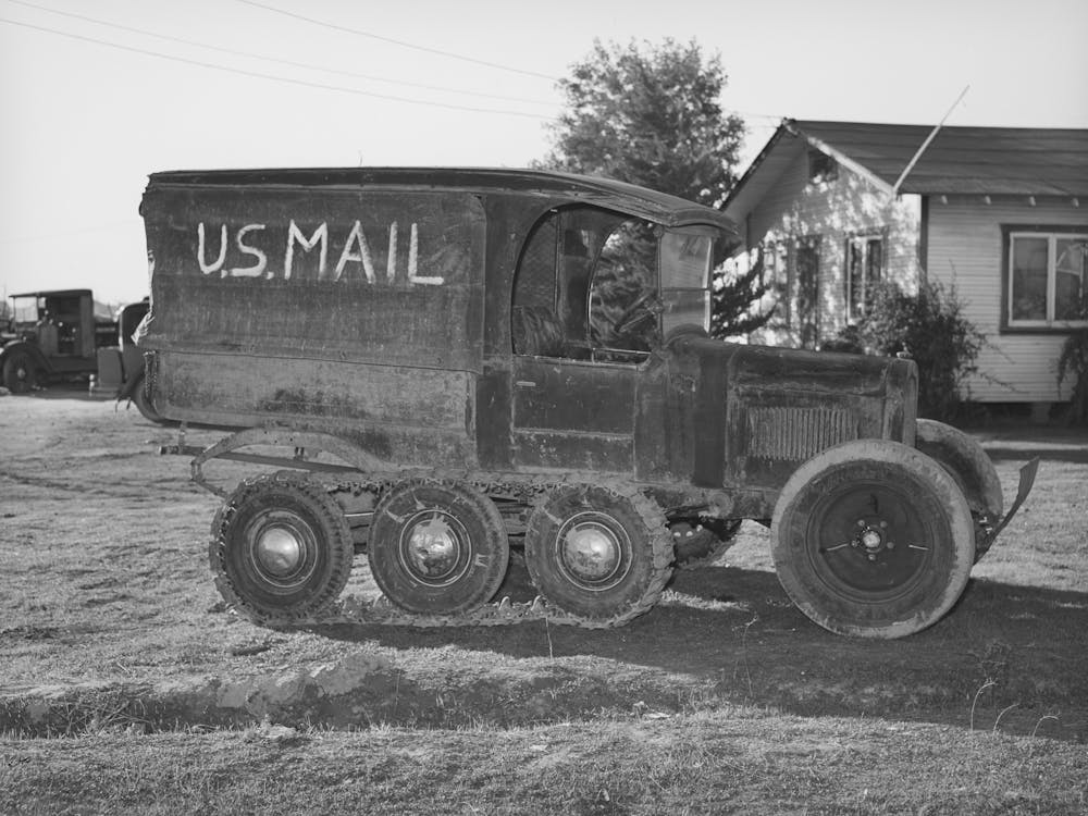 Untitled Photo, Possibly Related To U S Mail Truck Used In Snowy Mountain Sections Of Nevada County, California