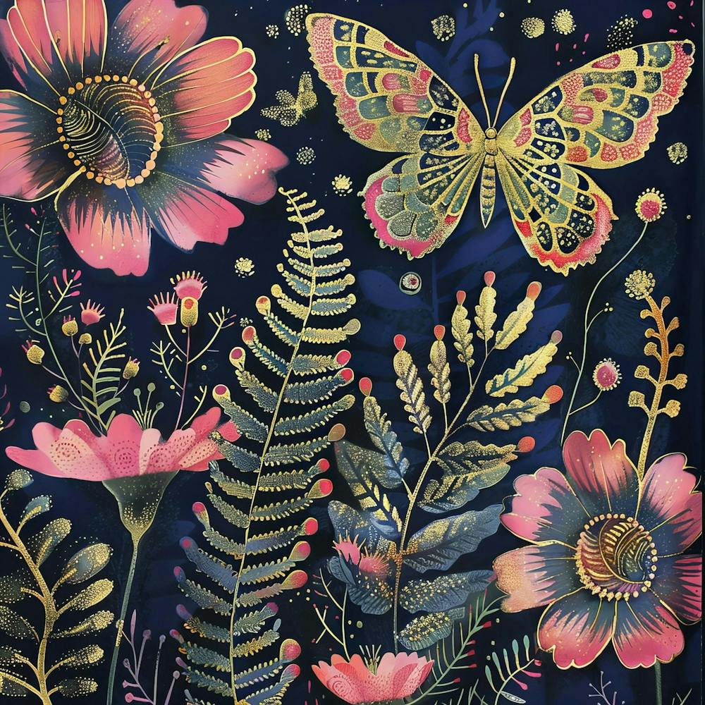 Pink Butterflies And Flowers