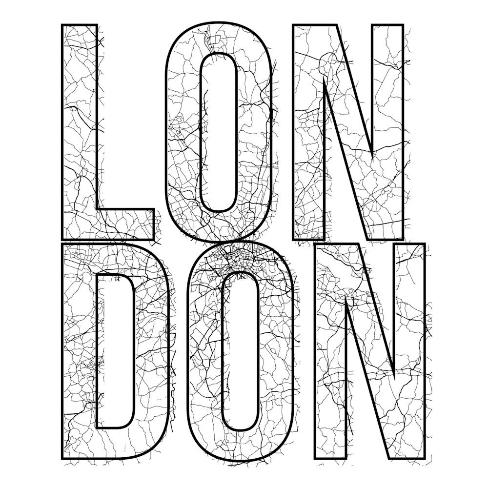London Street Map Typography Square