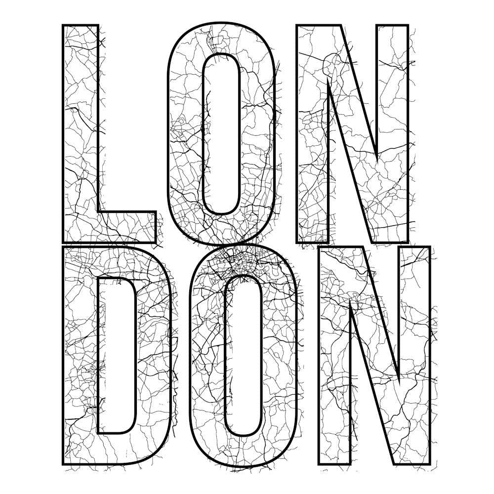 London Street Map Typography Square