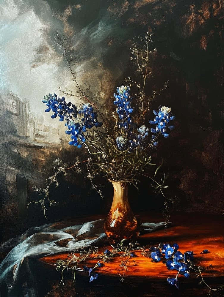 Baroque Floral Still Life Bluebonnet 5