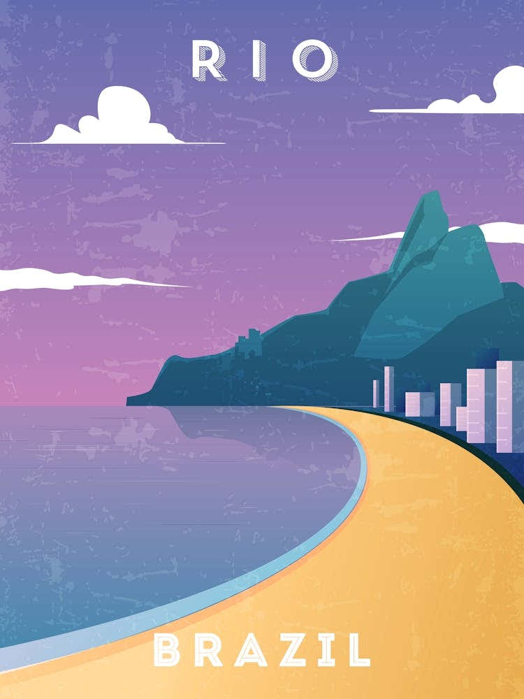 Rio/Rio de Janeiro, Brazil — Retro travel minimalist poster