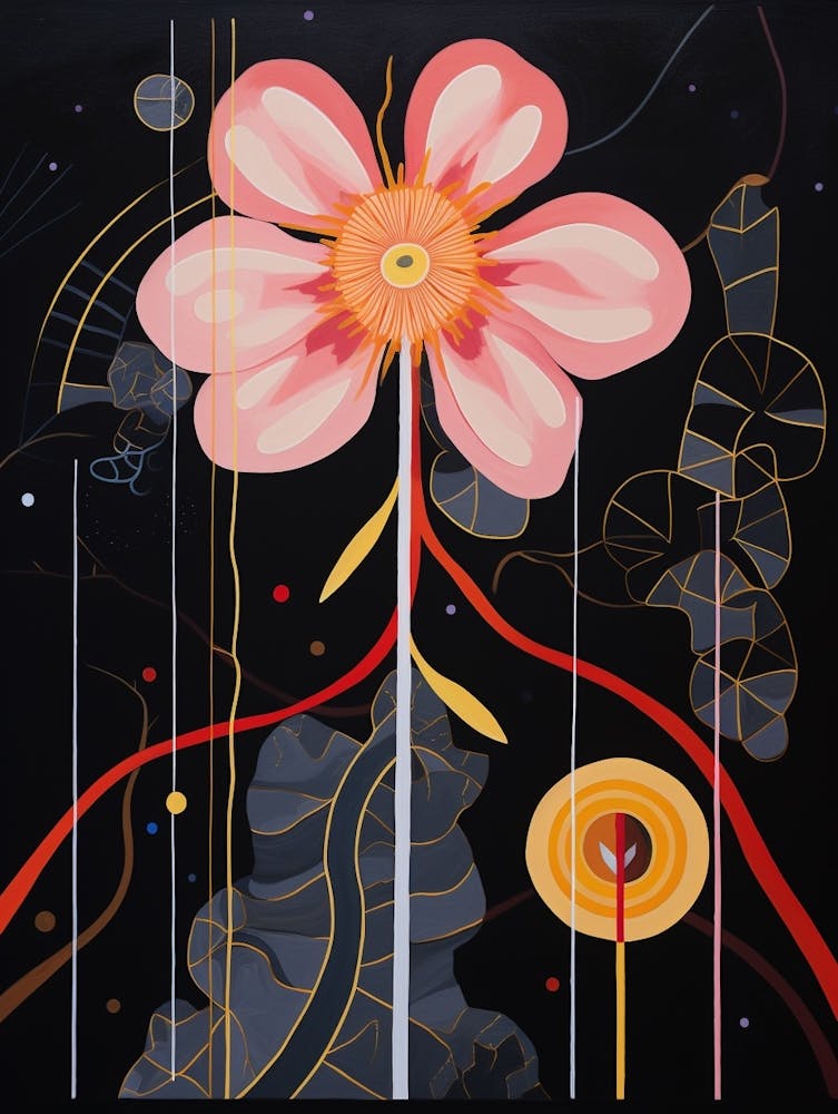 Monkey Orchid 2 Hilma Af Klint Inspired Flower Illustration
