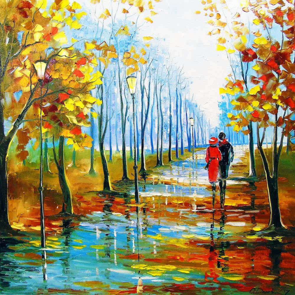 Romantic walk after the rain