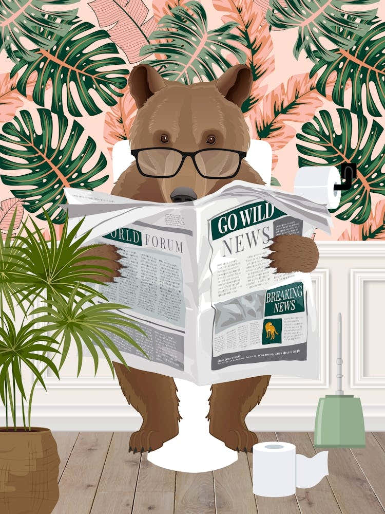 Bear On The Toilet Bathroom