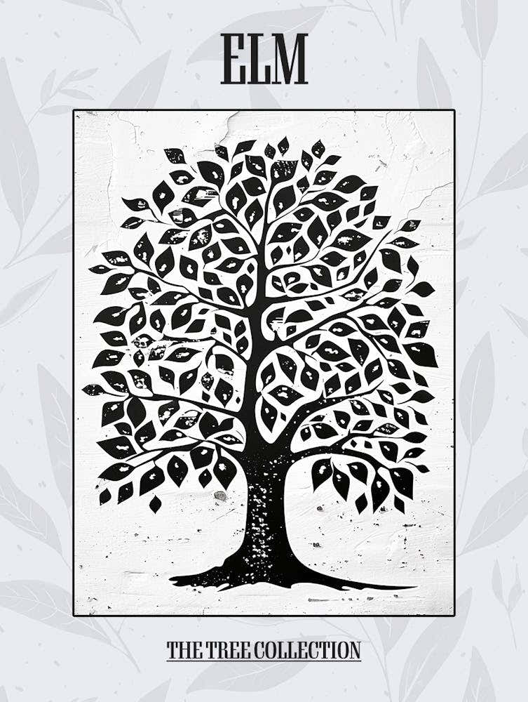 Elm Tree Simple Geometric Nature Stencil 21 Poster