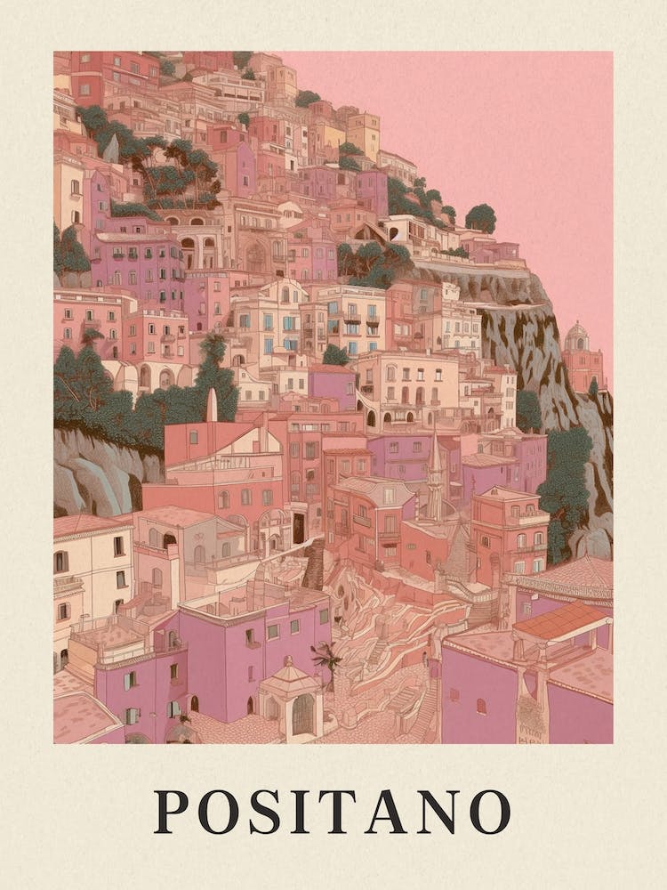 Positano 2 Vintage Pink Italy Poster