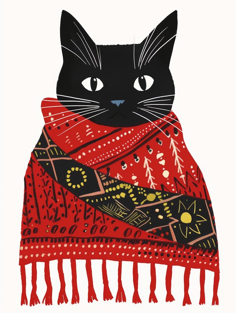 Black Cat In Scarf 1