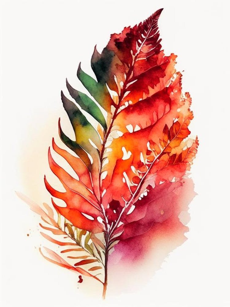 Fire Fern 3 Watercolour