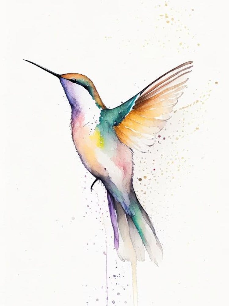 Buff Bellied Hummingbird Minimalist Watercolour 1