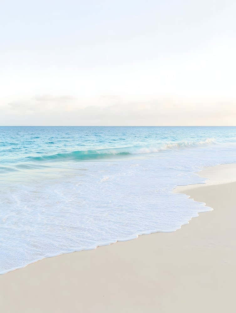 Serene Beach Landscape Photography Print - Peaceful Ocean Waves on Sand