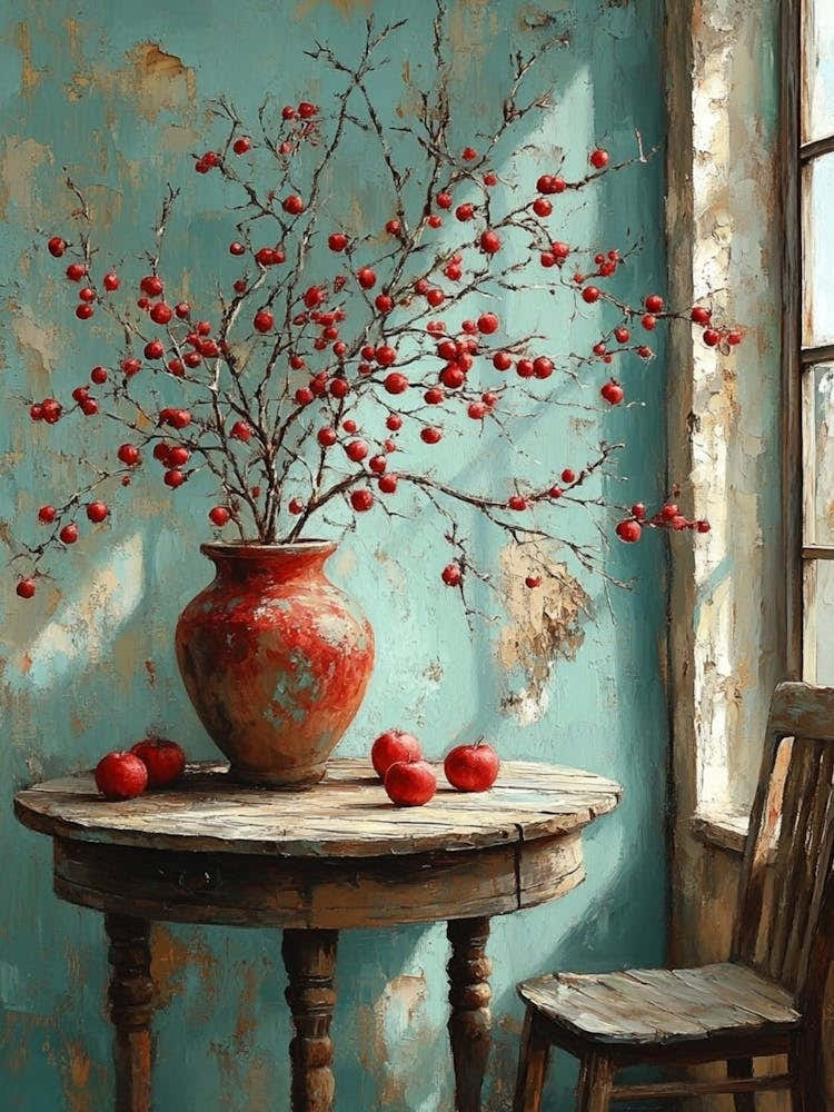 Vase Of Red Berries