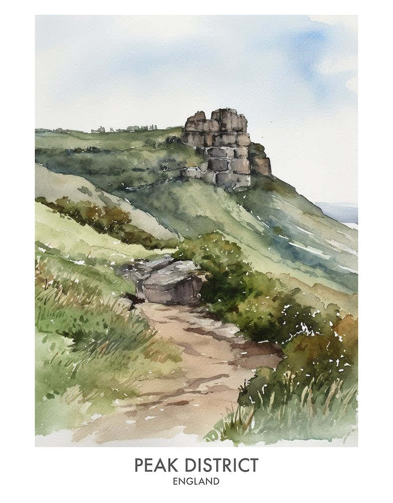 Peak District 2 Watercolour Travel Poster