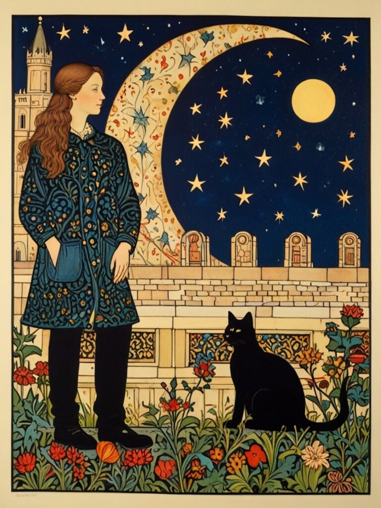 Girl And A Cat