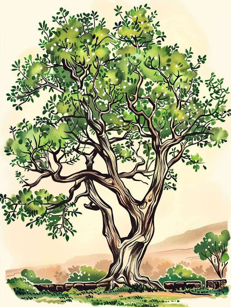 Acacia Tree Storybook Illustration 1
