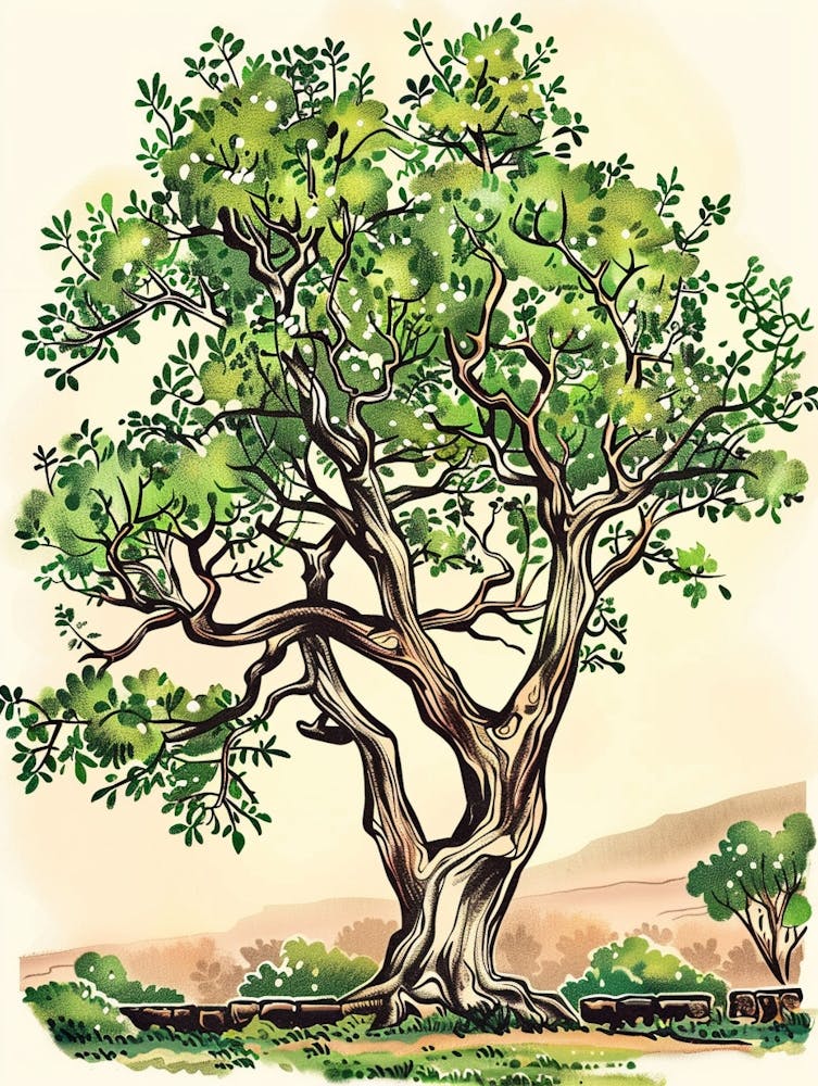 Acacia Tree Storybook Illustration 1