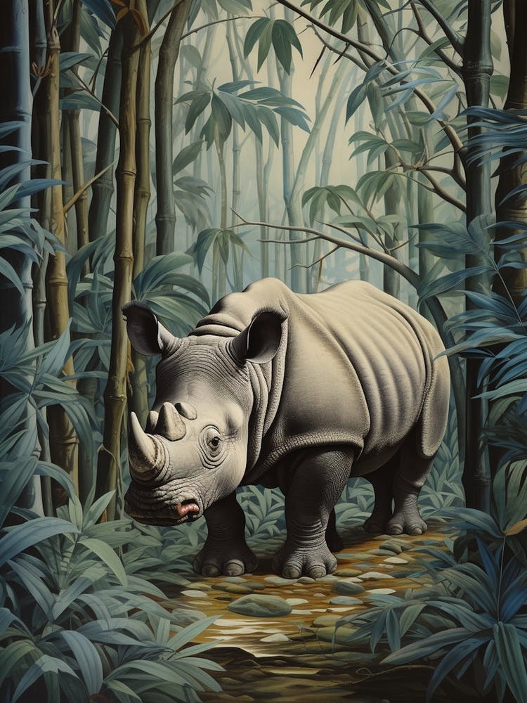Cold Tones Of A Rhino Walking Through The Jungle 1