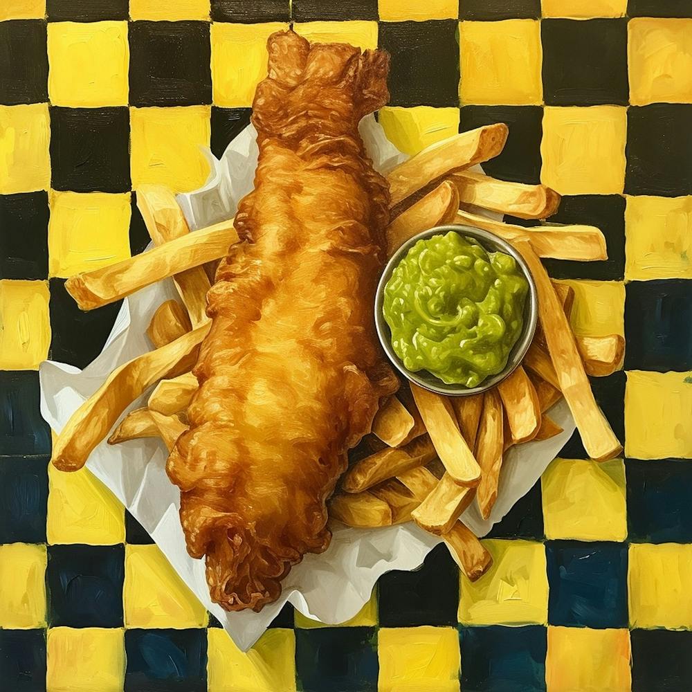 Fish & Chips Yellow Checkerboard 1