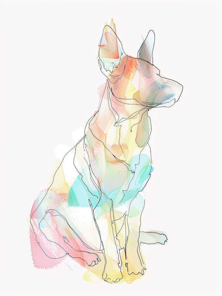 Australian Cattle Dog Pastel Line Watercolour Illustration  1