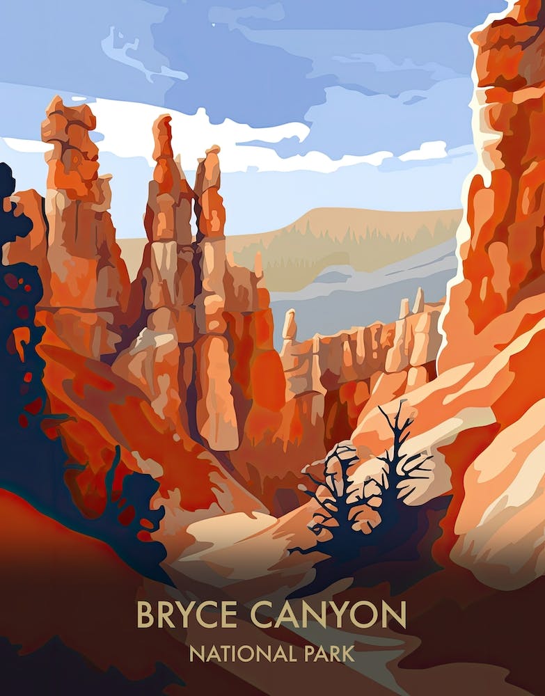 Bryce Canyon National Park Travel Poster Illustration Style 2
