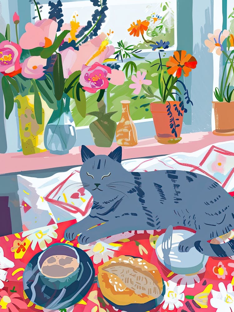 Tea Time With A Russian Blue Cat 1