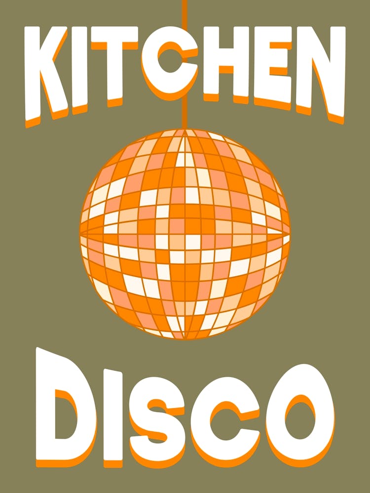 Kitchen Disco Mirrorball Green and Orange