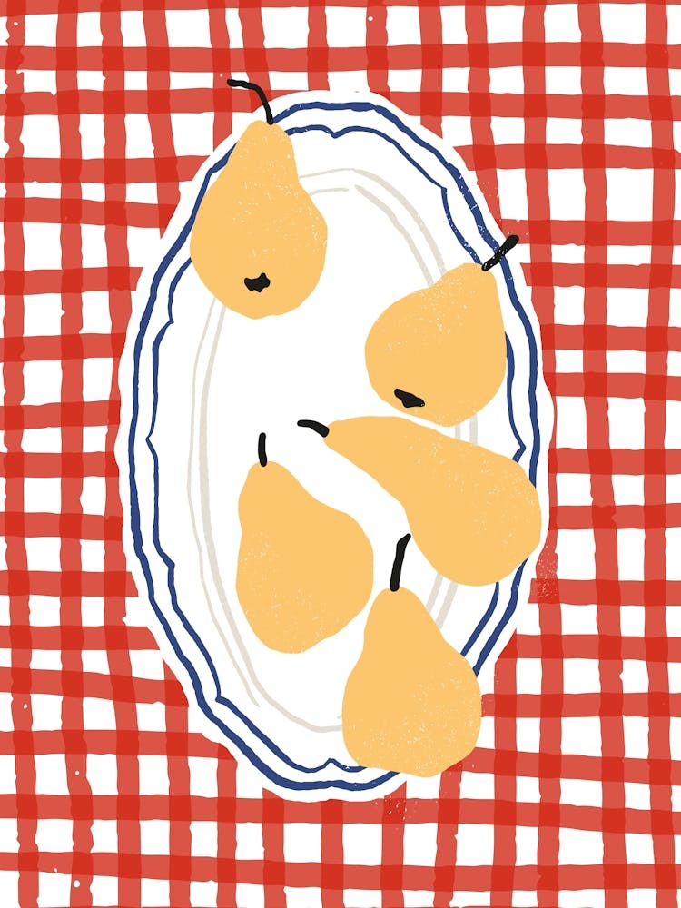 Food Illustration Pears Preppy Contemporary Kitchen