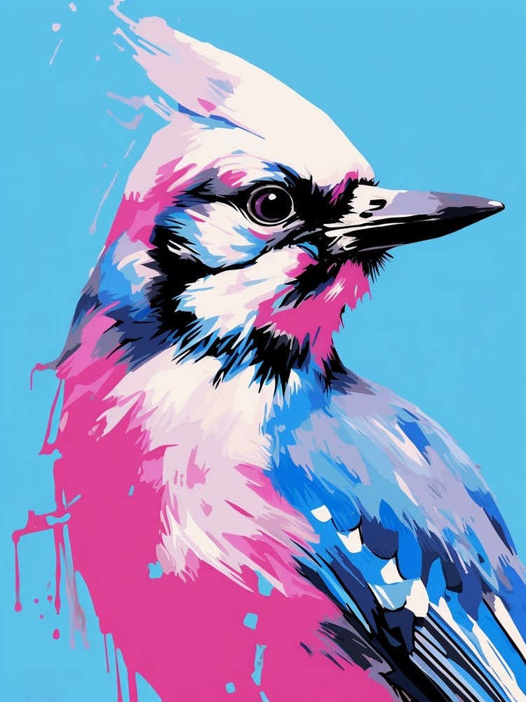 Andy Warhol Style Bird Blue Jay 4