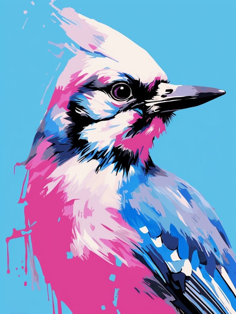 Andy Warhol Style Bird Blue Jay 4