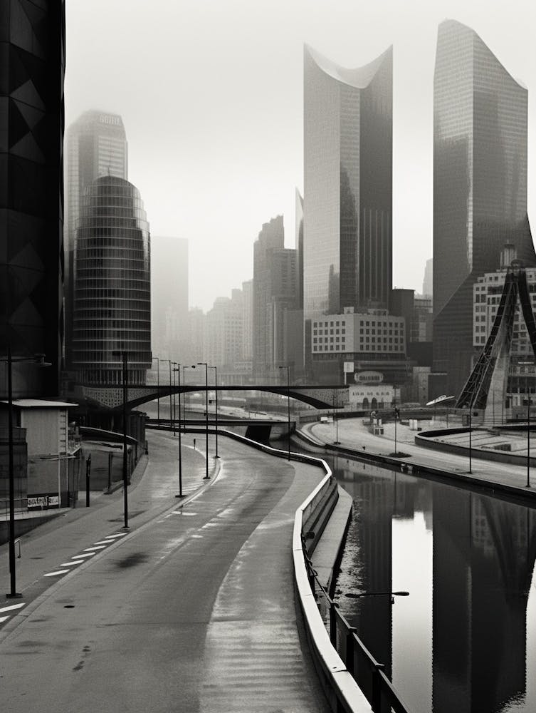 Bilbao, Spain, Black And White Old Photo 2