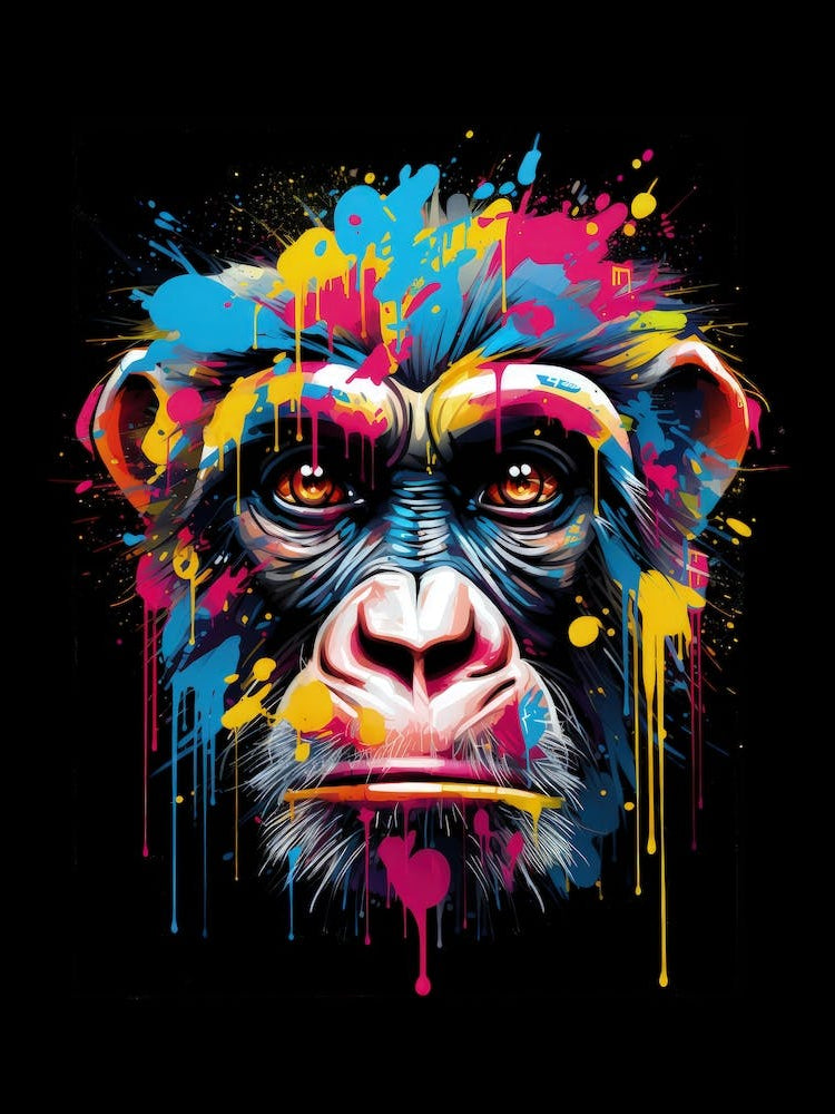 Monkey head wall painted art