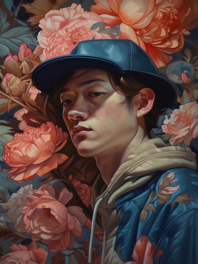 Portrait Of A Young Man With Flowers